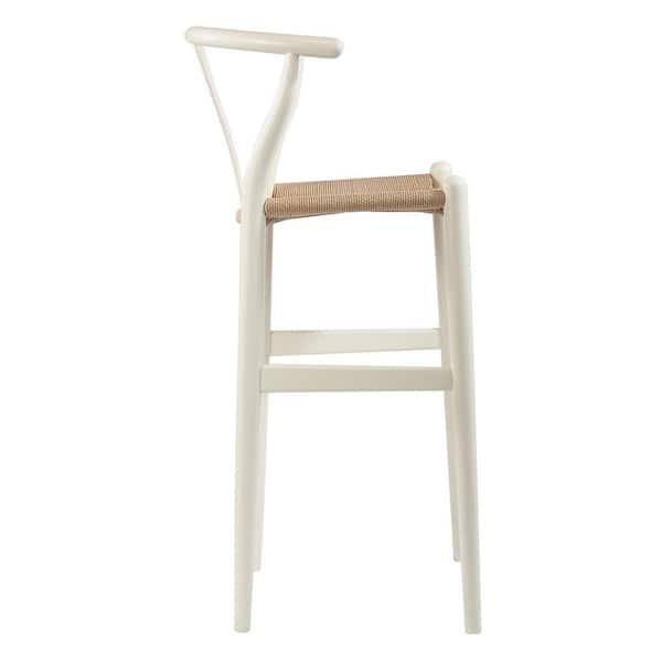 Baxton Studio Wishbone White Finish Wood Bar Stool 28862 4597 HD