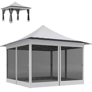 フジタ　conpy 11.7 ft. x 11.7 ft. Light Gray Outdoor Pop-Up Canopy Canopy Tent