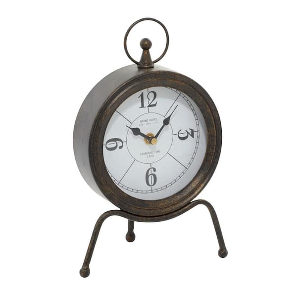 Litton Lane Brown Metal Standing Stopwatch Analog Clock