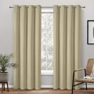 Academy Linen Solid Blackout Grommet Top Curtain, 52 in. W x 63 in. L (Set of 2)