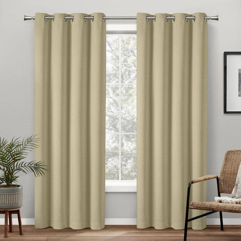 Set of 2 (84&#34;x52&#34;) Academy Total Curtain Panels Blackout Grommet Top Curtain Panels Off White - Exclusive Home