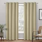 Academy Linen Solid Blackout Grommet Top Curtain, 52 in. W x 96 in. L (Set of 2)
