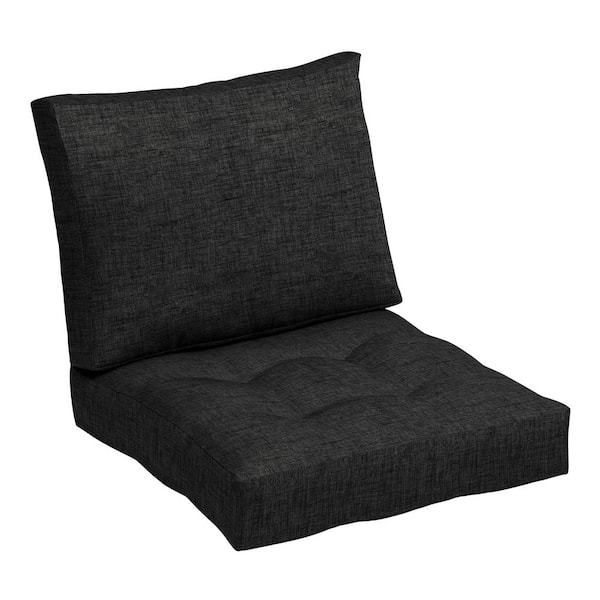 ARDEN Outdoor Plush Modern Tufted Blowfill Deep Seat Set, 24 in. x 24 in., Black Leala