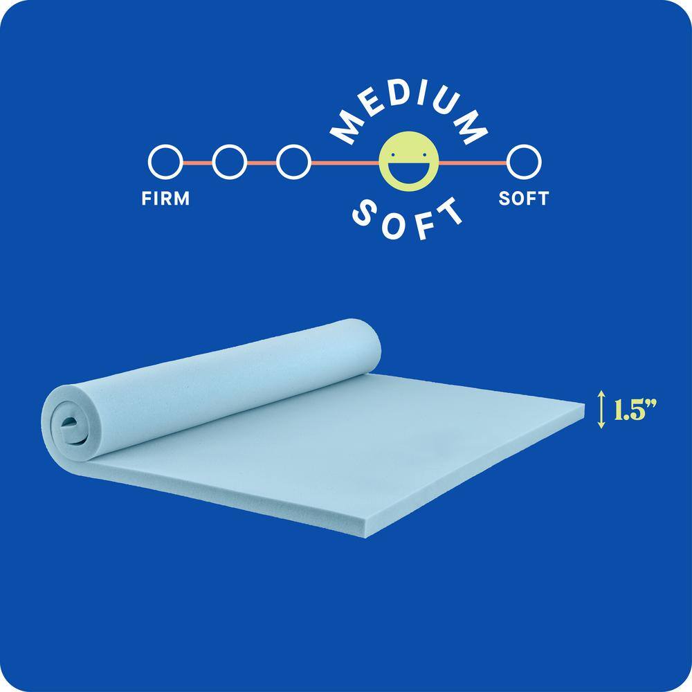 Full Size Gel Memory Foam Mattress Topper, 1.5 Inch