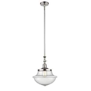 Oxford 60-Watt 1 Light Polished Nickel Shaded Mini Pendant Light with Seeded glass Seeded Glass Shade