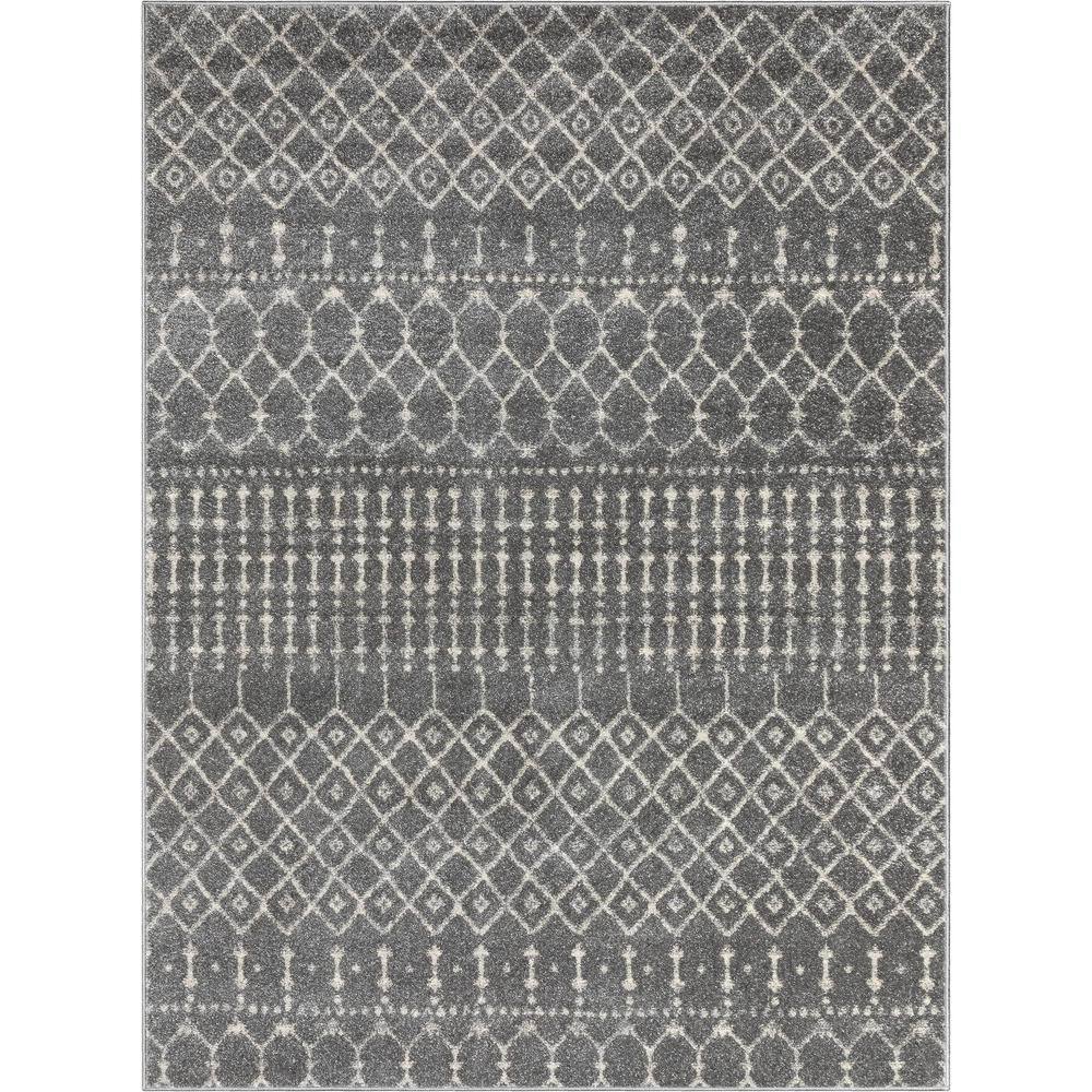 Gray Geometric Moroccan Trellis 5'3" x 7'3" Area Rug