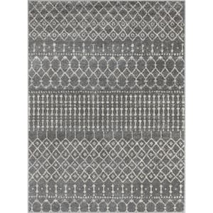 Grey Charcoal 5 ft. 3 in. x 7 ft. 3 in. Mystic Colette Moroccan Trellis Area Rug