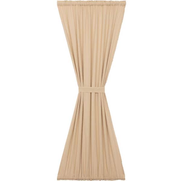 Burlap Vintage Tan 40 in. W x 72 in. L Cotton Light Filtering Rod Pocket Farmhouse French Door Window Curtain Panel