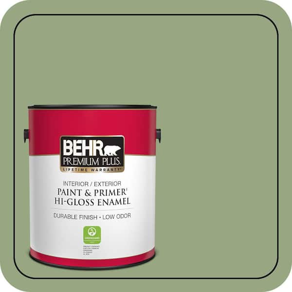 BEHR PREMIUM PLUS 1 gal. #M380-5 Hillside Grove Hi-Gloss Enamel Interior/Exterior Paint & Primer