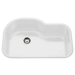 Houzer Porcela 31 in. White Porcelain Enamel Steel Undermount Single Bowl Kitchen Sink - PCH-3700 WH