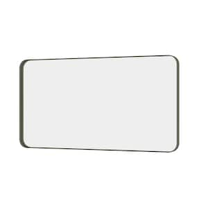 55 in. W x 30 in. H Large Rectangular Framed Wall Mounted Bathroom Vanity Mirror in Brushed Nickel