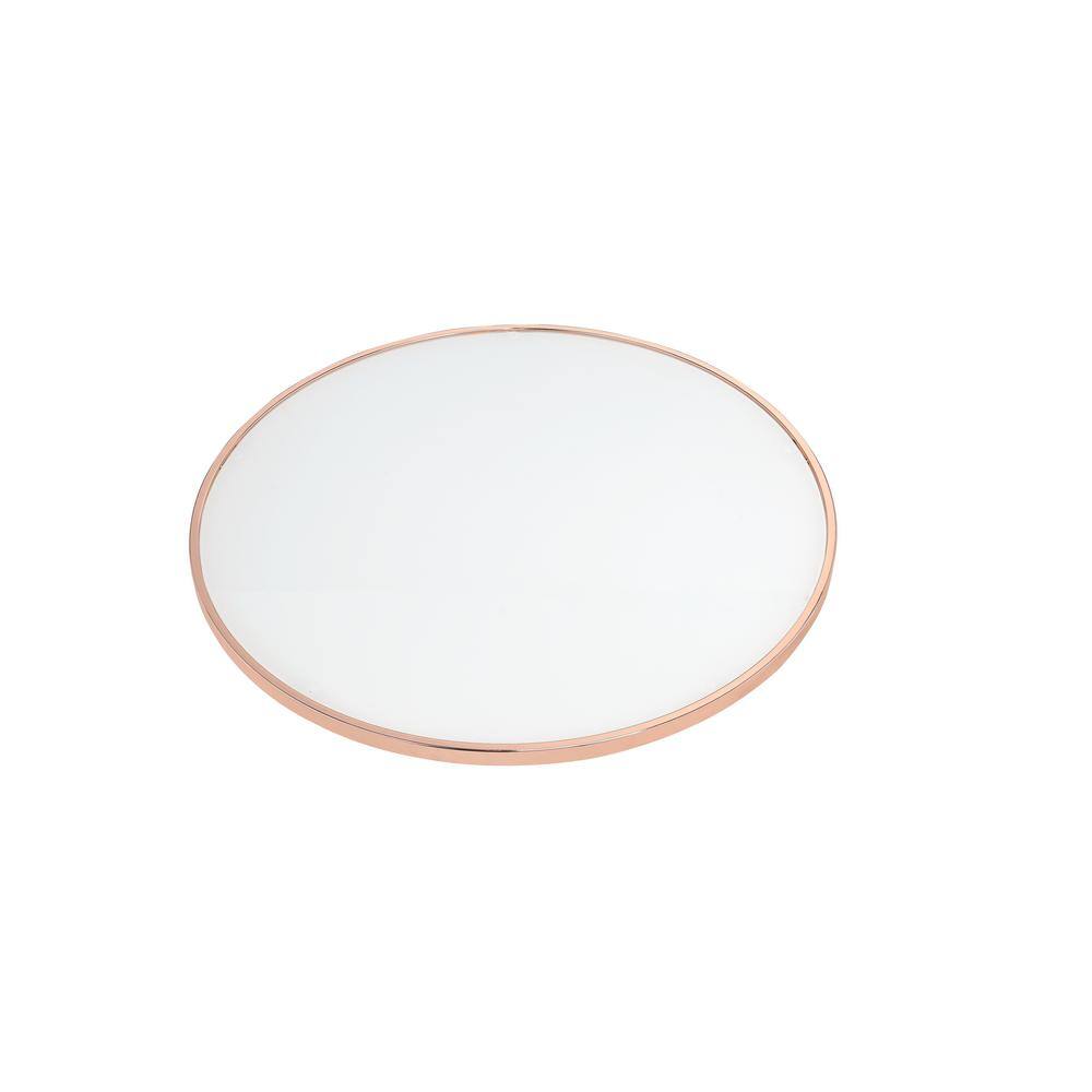 22" Round Rose Gold Metal & Frosted Glass End Table