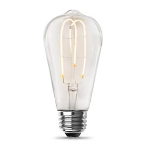 40-Watt Equivalent ST19 Dimmable M Shape Filament Clear Glass E26 Vintage Edison LED Light Bulb, Soft White 2700K