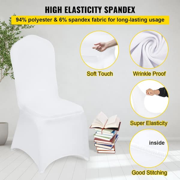 White Chair Covers Polyester Spandex Chair Cover Stretch Slipcovers  Flat-Front Chair Covers (50-Pieces)