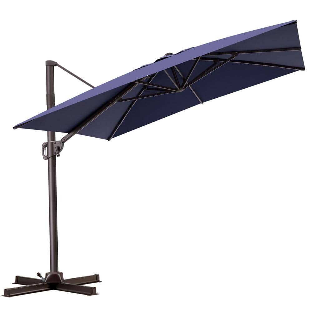 Pellebant Outdoor Patio Umbrella 9 FT x 11 FT Cantilever-Offset Umbrella with No Base Navy Blue