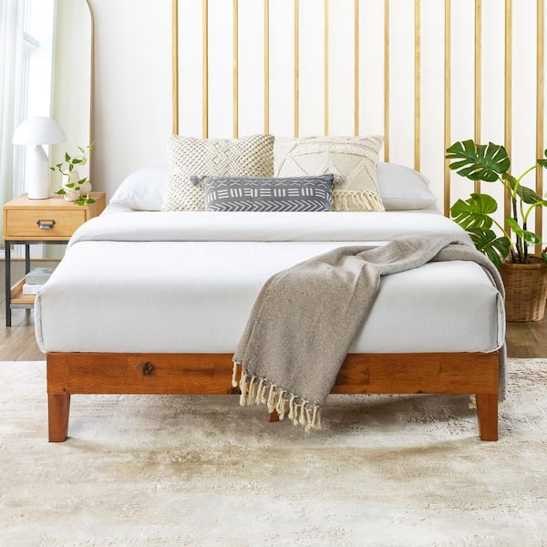 MELLOW Naturalista Grand 12 in. Cherry King Solid Wood Platform Bed with Wooden Slats