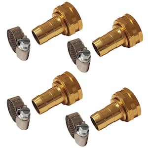 6-9470: Female Garden Repair Connector with Clamps, Hose Mender Fittings, (Set of 4)