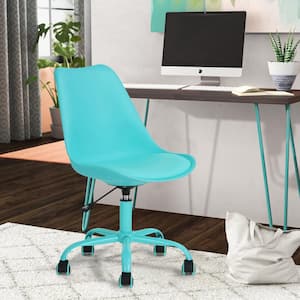 Blokhus Blue Upholstered Mid-Back Swivel Task Chair with Adjustable Height