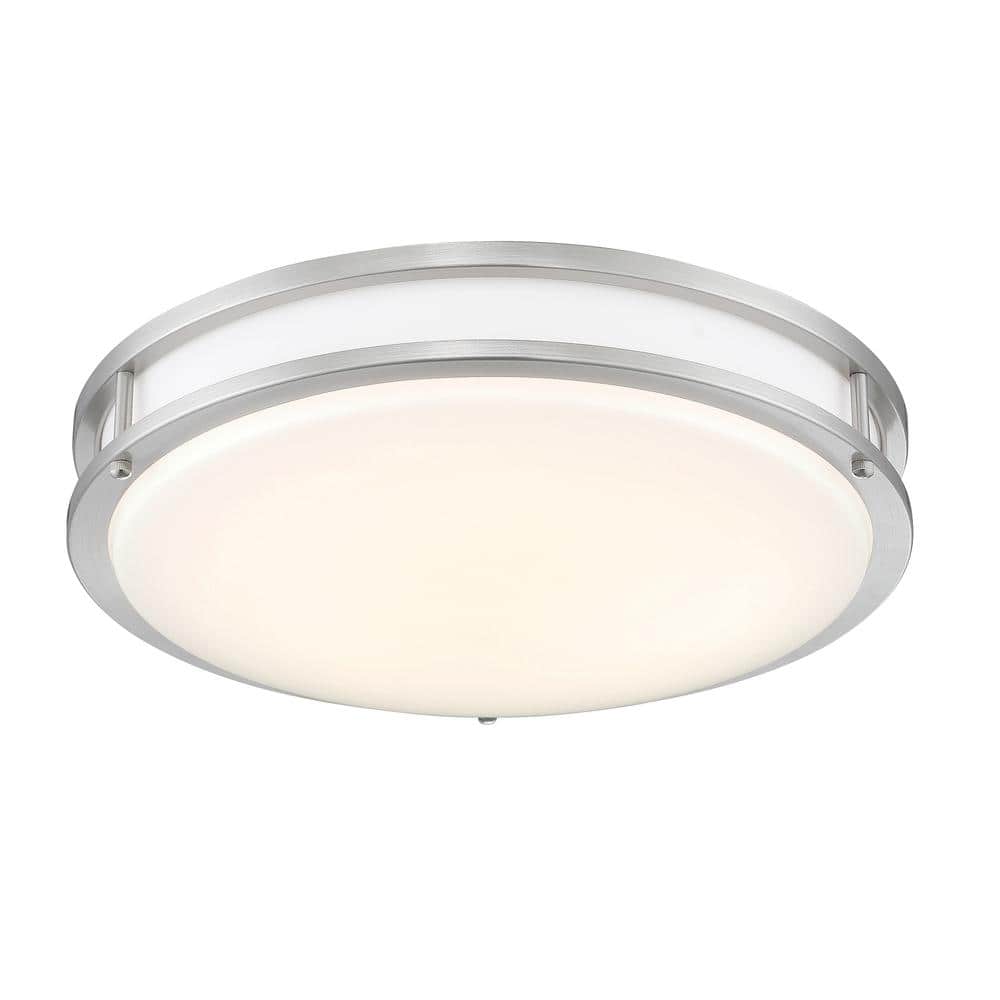 Brushed Nickel Dual-Ring LED Smart Ceiling Light with Color Control