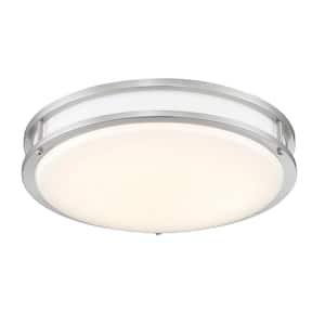 16 in. Voice Controlled Colors Brushed Nickel Smart Selectable CCT LED Ceiling Light Flush Mount
