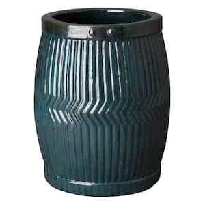 25 in. Round Turquoise Ceramic Dolly Tub Planter