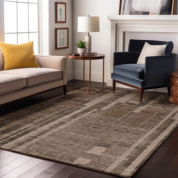 Mayfield Premium Machine Washable Abstract AMF1063 Brown 8 ft. x 10 ft. Area Rug