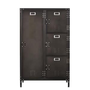Industrial Style Locker Steel Wardrobe Storage Cabinet with Lockable Doors 55.1 in. H x 17.9 in. D x 29.5 in. W
