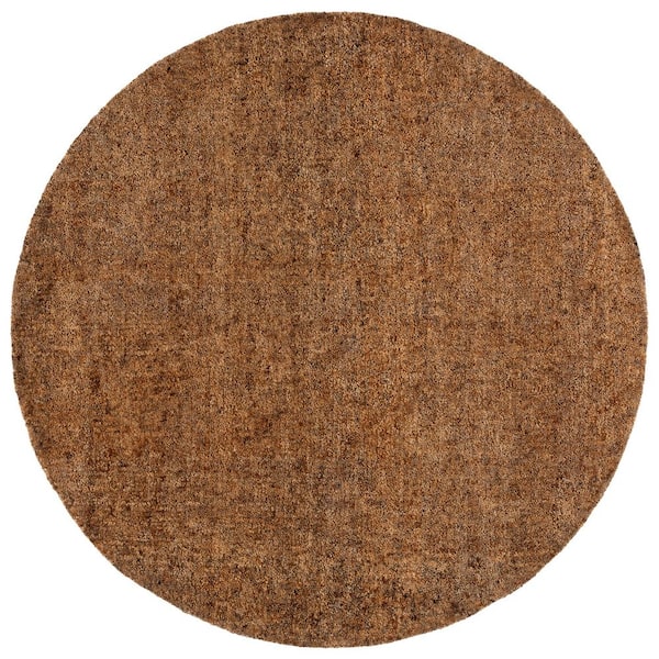 Gabbeh 6 ft. x 6 ft. Gold/Brown Solid Round Area Rug