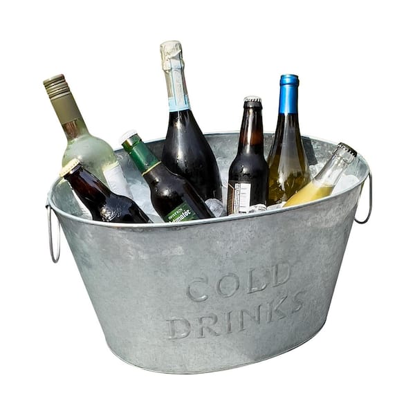 Mind Reader 17.25 in. L x 11 in. W x 9.5 in. H Silver Galvanized Metal Ice Beverage Bucket for Parties Wine Bucket