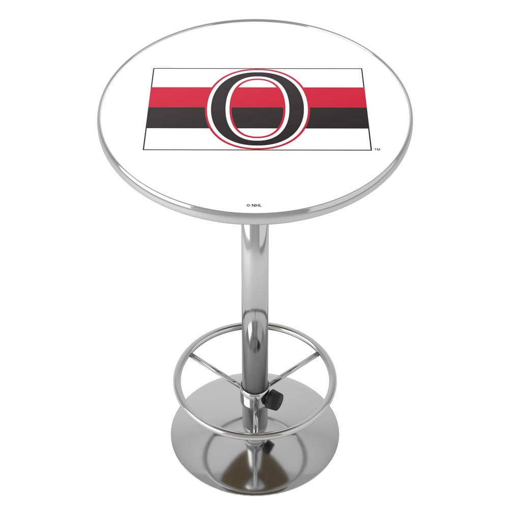 Ottawa Senators Vintage 27 in. Chrome Round Table Top with Adjustable Foot 