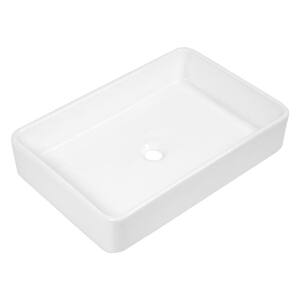 White Ceramic Rectangular Vessel Sink