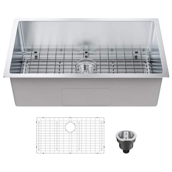 VEVOR Kitchen Sink 304 Stainless Steel Drop-In Sinks 30 in. Undermount Single Bowl Basin with Accessories (Pack of 3)