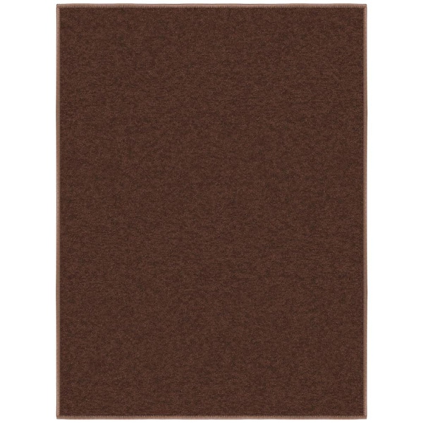Ottomanson Ottohome Collection Non-Slip Rubberback Modern Solid Design 2x3 Indoor Entryway Mat, 2 ft. 3 in. x 3 ft., Brown