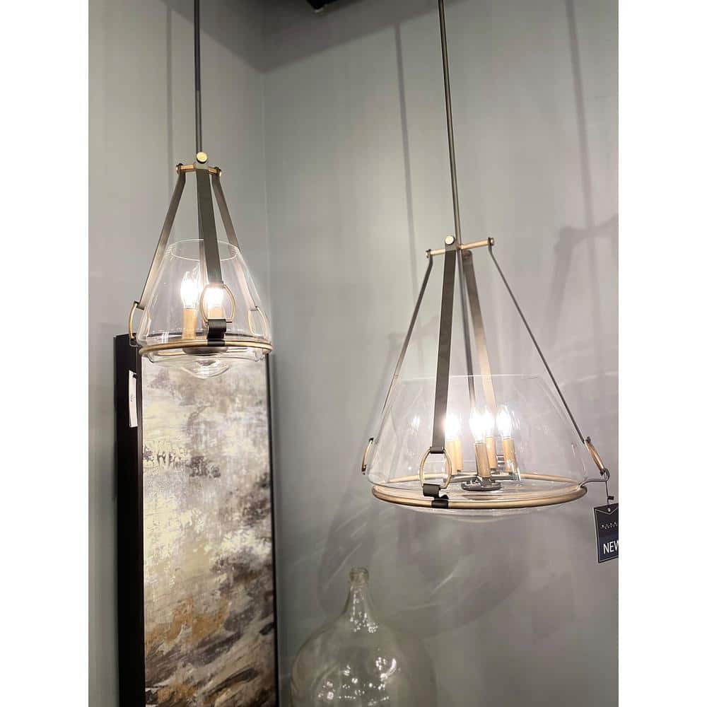 Eden Valley Smoked Iron and Aged Gold 4-Light Glass Bowl Pendant