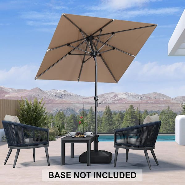 PURPLE LEAF 6 ft. Square Aluminum Auto-Tilt Outdoor Market Patio Umbrella in Taupe