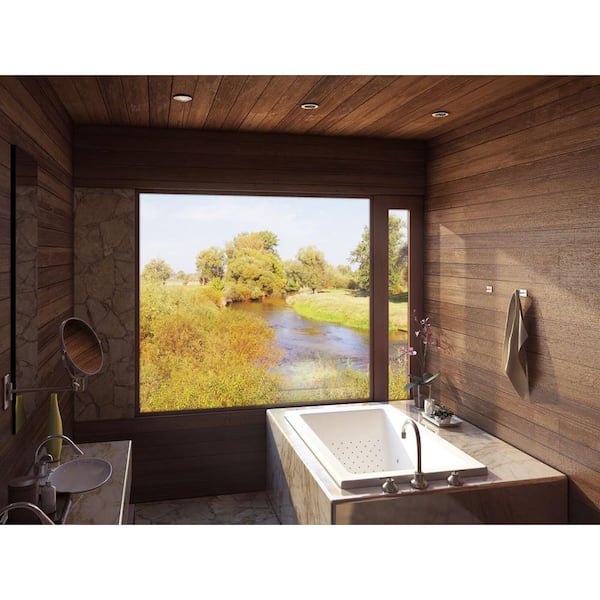 Aquatic Serenity 34 - 66 in. Acrylic Reversible Drain Rectangular Drop-In Bathtub with DriftBath and Chromotherapy in White