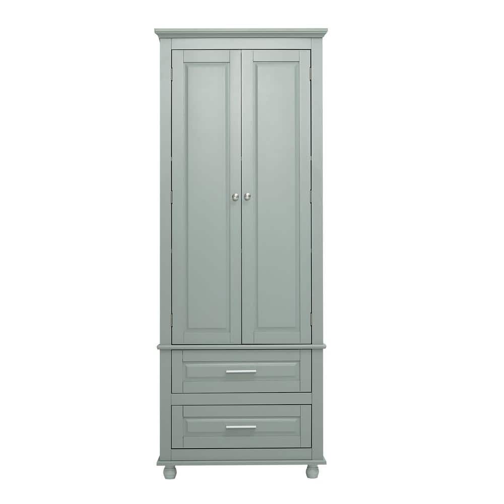 24 in. W x 15.7 in. D x 62.5 in. H Gray MDF Freestanding Linen Cabinet with 2-Drawers