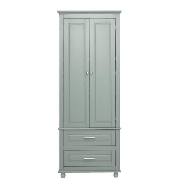 Tileon 24 in. W x 15.7 in. D x 62.5 in. H Gray MDF Freestanding Linen Cabinet with 2-Drawers