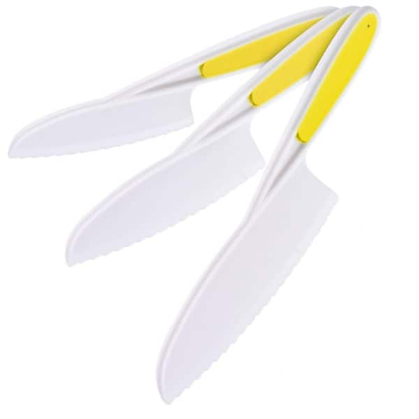 Zulay Kitchen 3-Piece Plastic Material Safety Knife Set for Kids - Yellow
