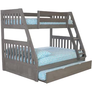 Charcoal Mission Gray Twin Over Full Staircase Bunkbed with Trundle