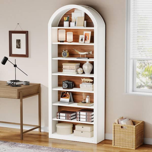 OEM Eulas 79.5 in. Tall White Wood 8-Shelf Standard Bookcase with