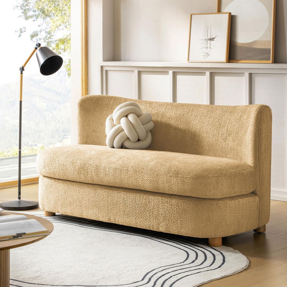 JAYDEN CREATION Steven Camel 63 in. W Modern 2-Seat Upholstered