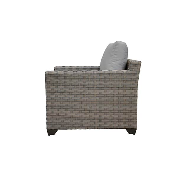 parallel Touhou rechtdoor TK CLASSICS Monterey Wicker Outdoor Arm Club Chair with Gray Cushions  8836393 - The Home Depot