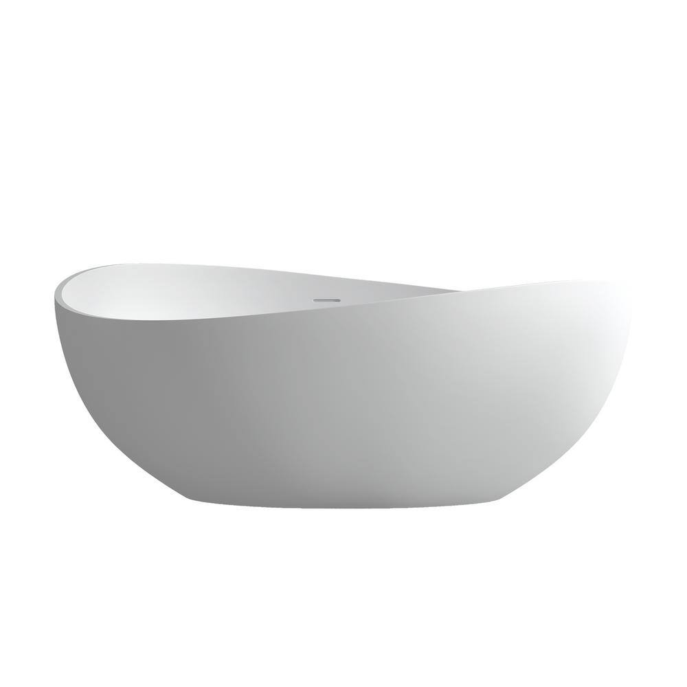 63 in. x 37.4 in. Stone Resin Freestanding Double Slipper Flatbottom Soaking Bathtub in Matte White price history on PriceWatchPro