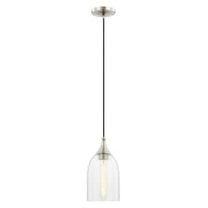 Midland 1-Light Brushed Nickel Mini Pendant with Clear Glass