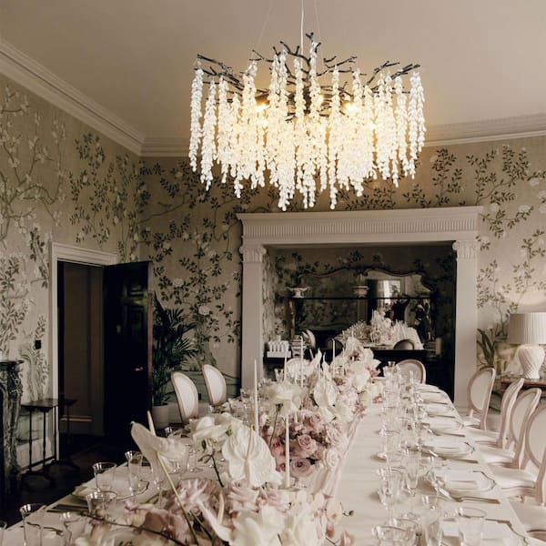 Modern Chandelier 30 in. 10-Lights Luxury Black Chandelier for Dining Room, Foyer, Living Room,Crystal Chandelier