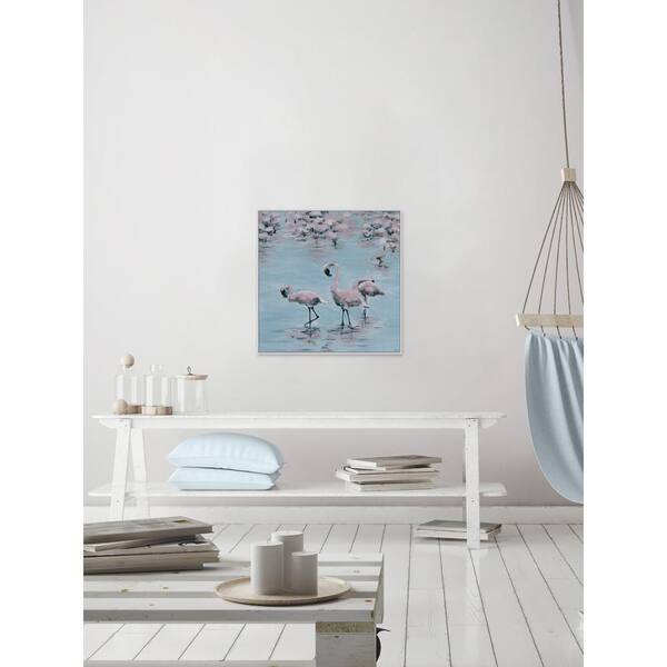 Three Flamingos Floater Framed Painting Print on Canvas - Marmont Hill - MH-JULCST-155-WFF-18