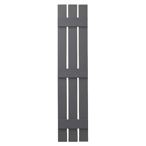 Ply Gem 12 in. x 59 in. Polypropylene 3-Board Open Board and Batten Shutters Pair in Gray