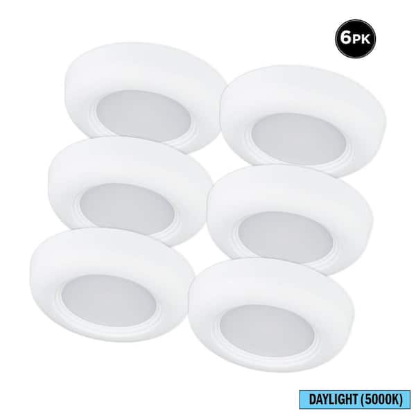 Commercial Electric 6-Pack 4 in. LED Surface Mount Downlight Flush Mount Disk Light Fixture, 700 Lumens 5000K Daylight, 8.5-Watt