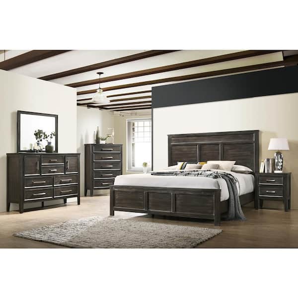 New Classic Furniture Andover 5-Piece Nutmeg California King Wood Bedroom Set (B/DR/MR/CH/NS)
